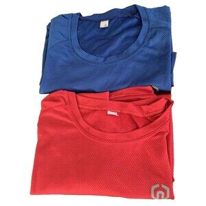 Two Neleus Dry Fit Logo Mesh T-Shirts Mens XXL Gym Workout Athletic Red/Blue